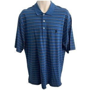 Ralph Lauren Polo Golf Blue and White Striped Short Sleeve Shirt. Size Large